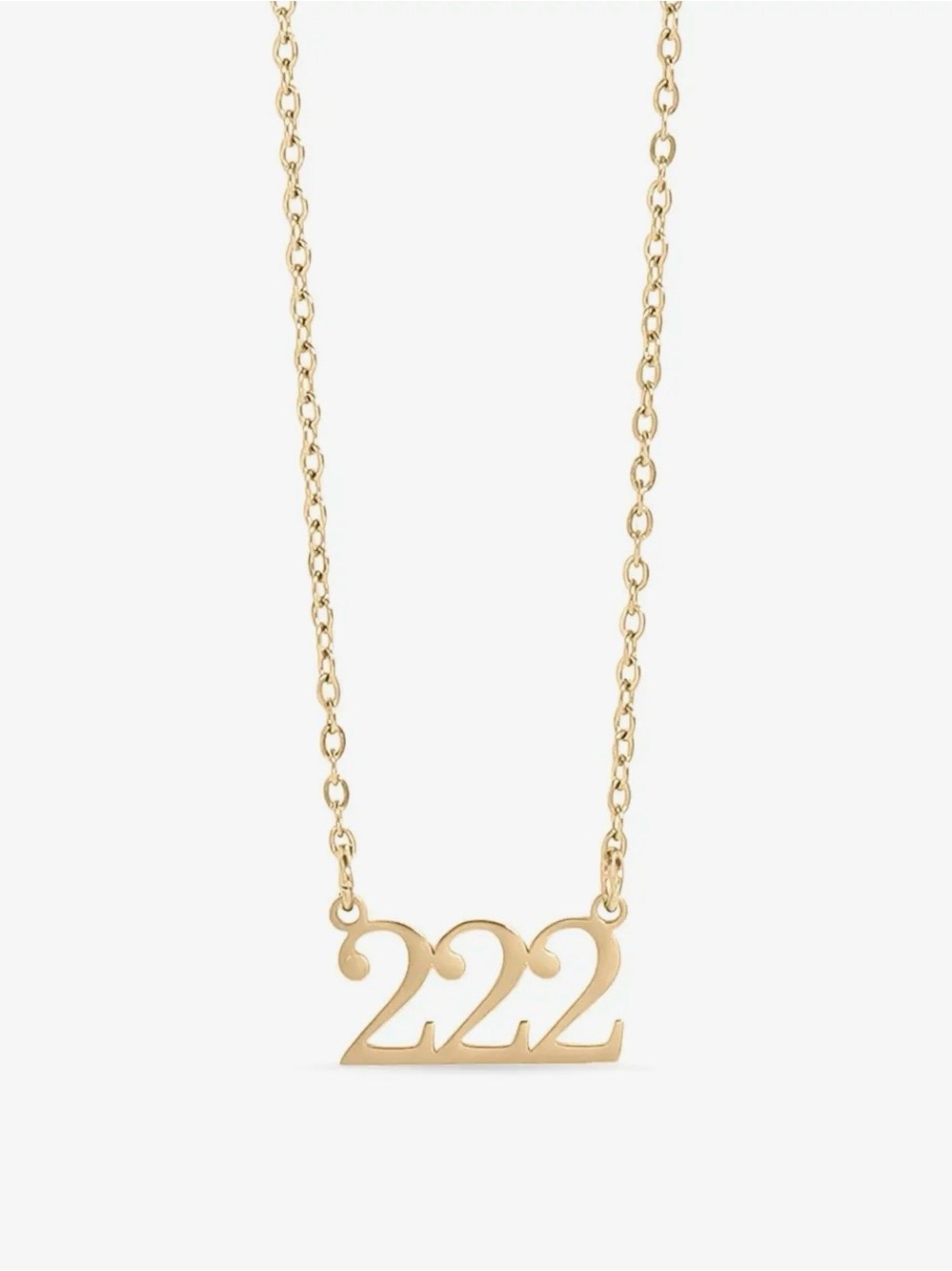 222 Gold Angel Number Pendant Necklace